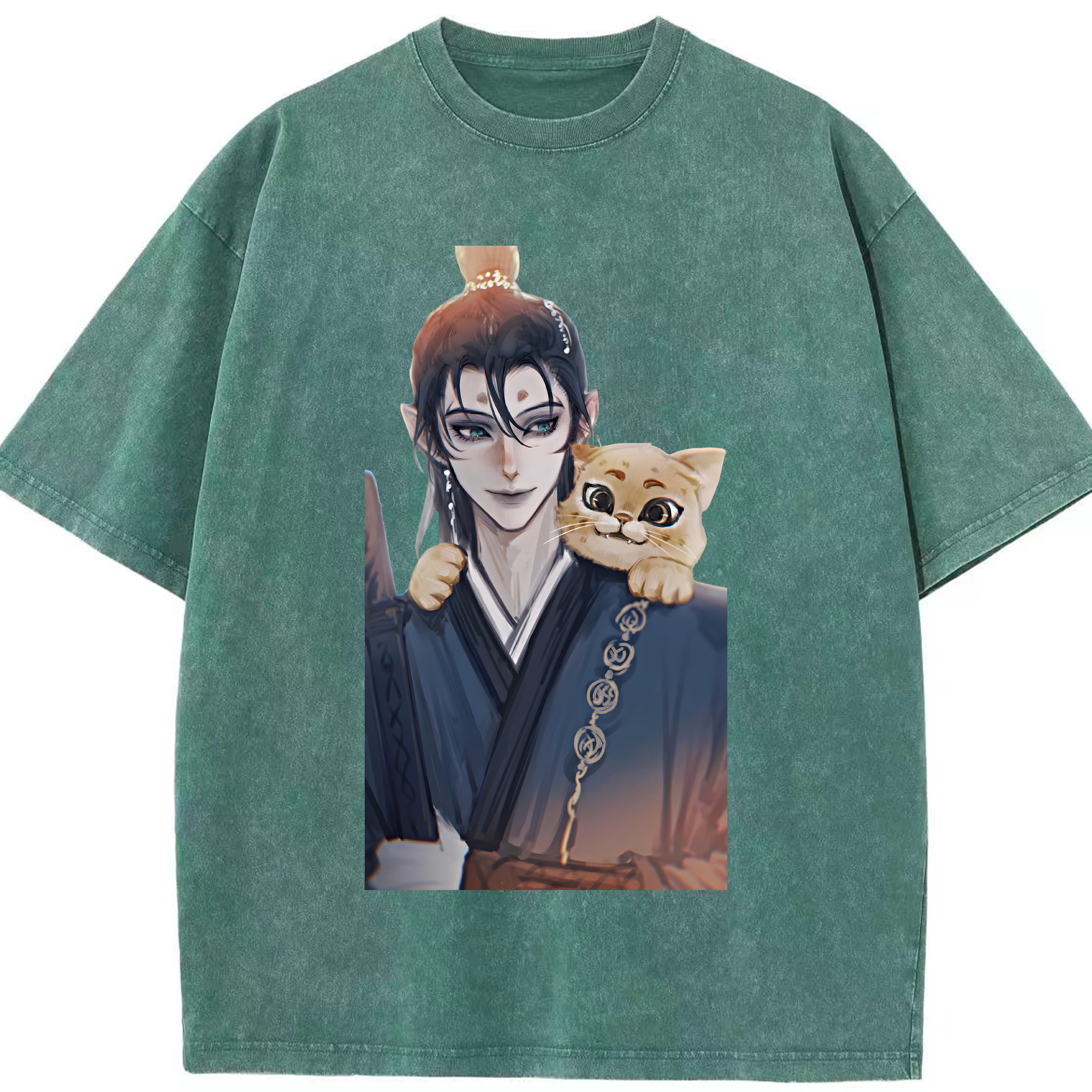 （画像用） Ne Zha 2 ナタ 魔童の大暴れ 綿100% ヴィンテージ風 半袖Tシャツ（フロントプリント）